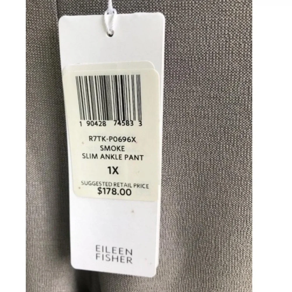 Eileen Fisher Ankle Pants Stretch Crepe 1X Gray Straight Leg Stretch Crepe NWT - Picture 10 of 15